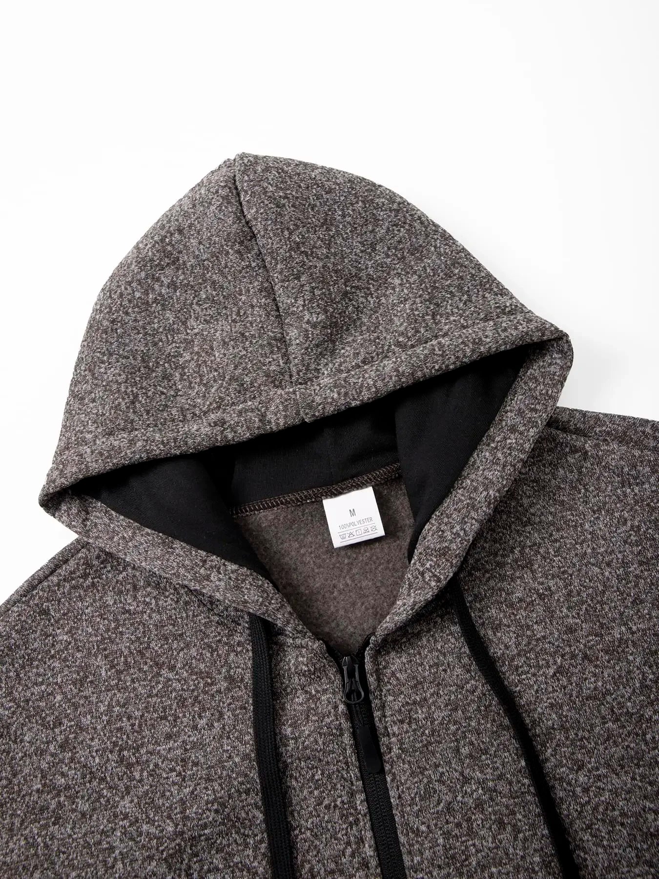 Men's Fleece Hoodies Long Sleeve Sweatwear for Men Zipper Hooded Sweatshirts Loose Autumn Winter Zipper Jacket Coat Warm Sweater