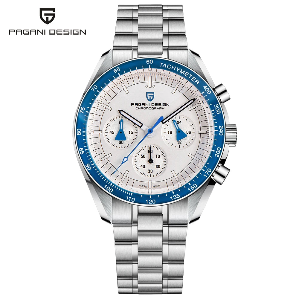 PAGANI DESIGN 2026 New Saturn Watch Luxury Quartz Watches For Men Stainless steel Luminous AR Sapphire crystal Chronograph Man