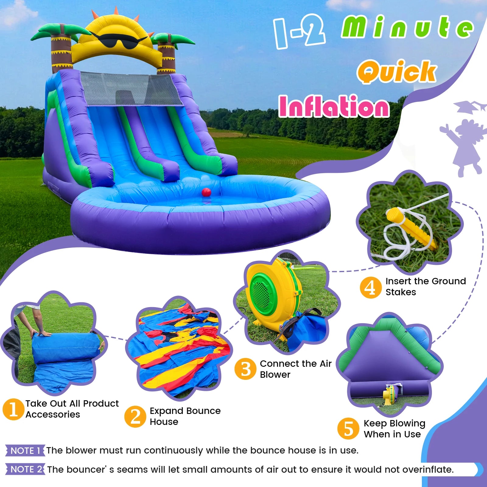 King Inflatable Summer Outdoor Sildes Air Bounce Water amusement Play Equipment Inflatble Water Double Slide Bubble Ball Pit