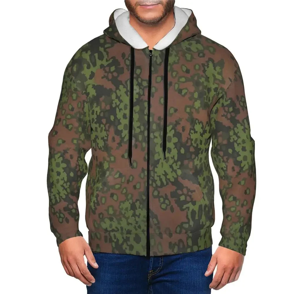 Splintertarn German WW2 Camouflage Army Military Camo  Zipper Hoodies Pullover Autumn Winter Sweatshirt Long Sleeve Tops