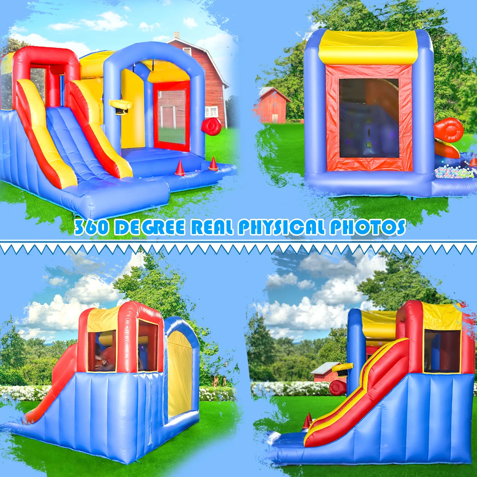 Giant inflatable Bounce House Big Size Inflatable Trampoline With Double Slide Courtyard Kids Jumping Castle  Obstacle track