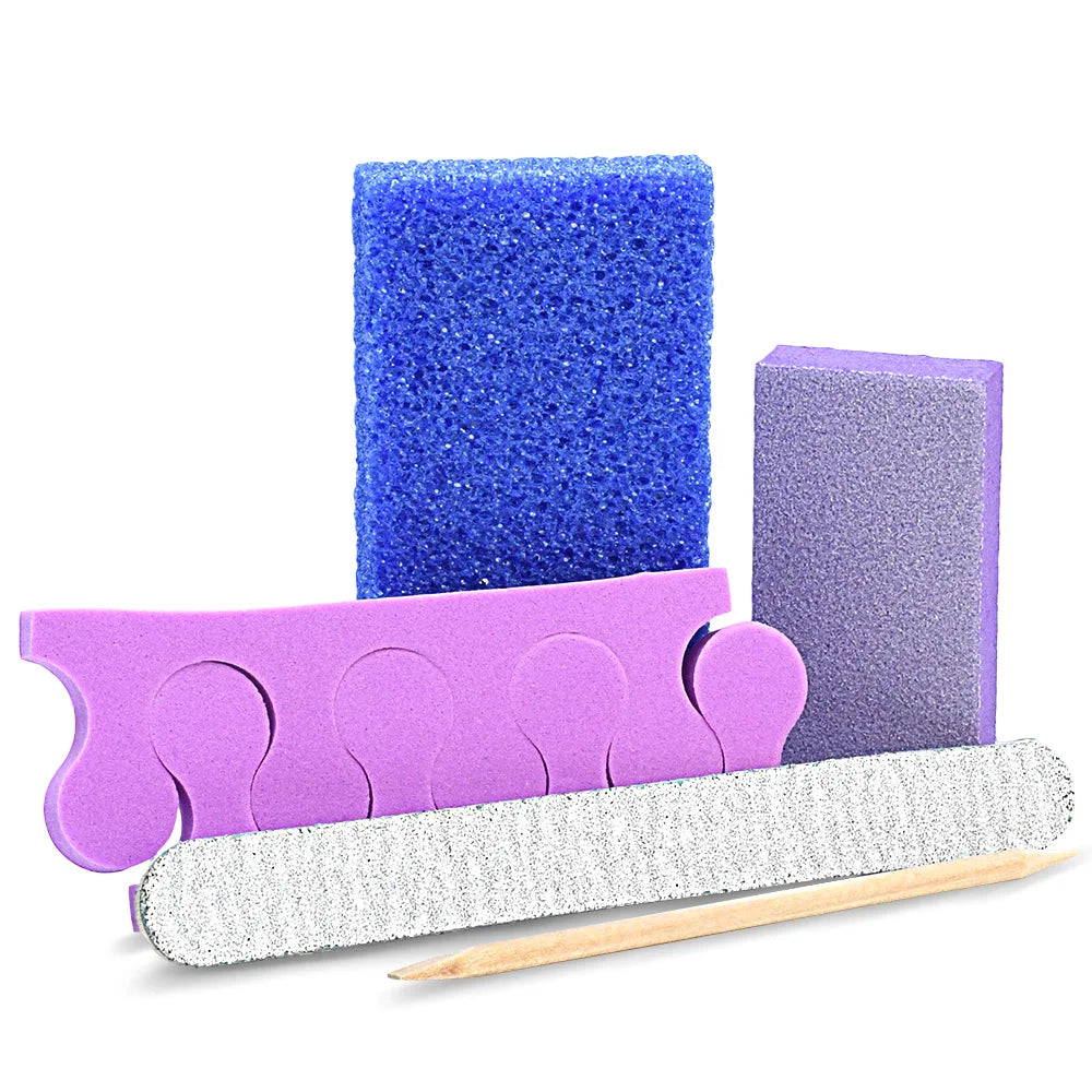600 Sets/Carton Disposable 5Pcs Pedicure Sets Nail Art Sanding Sandpaper Wooden Nail File Kits Tools Set
