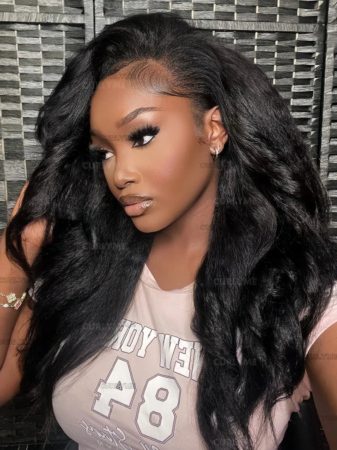 Kinky Straight Glueless Wigs Adjustable Drawstring 3 IN 1 Half Wigs Human Hair 250% Snug Fit No Leave Out Clip-in Yaki Wave Wigs