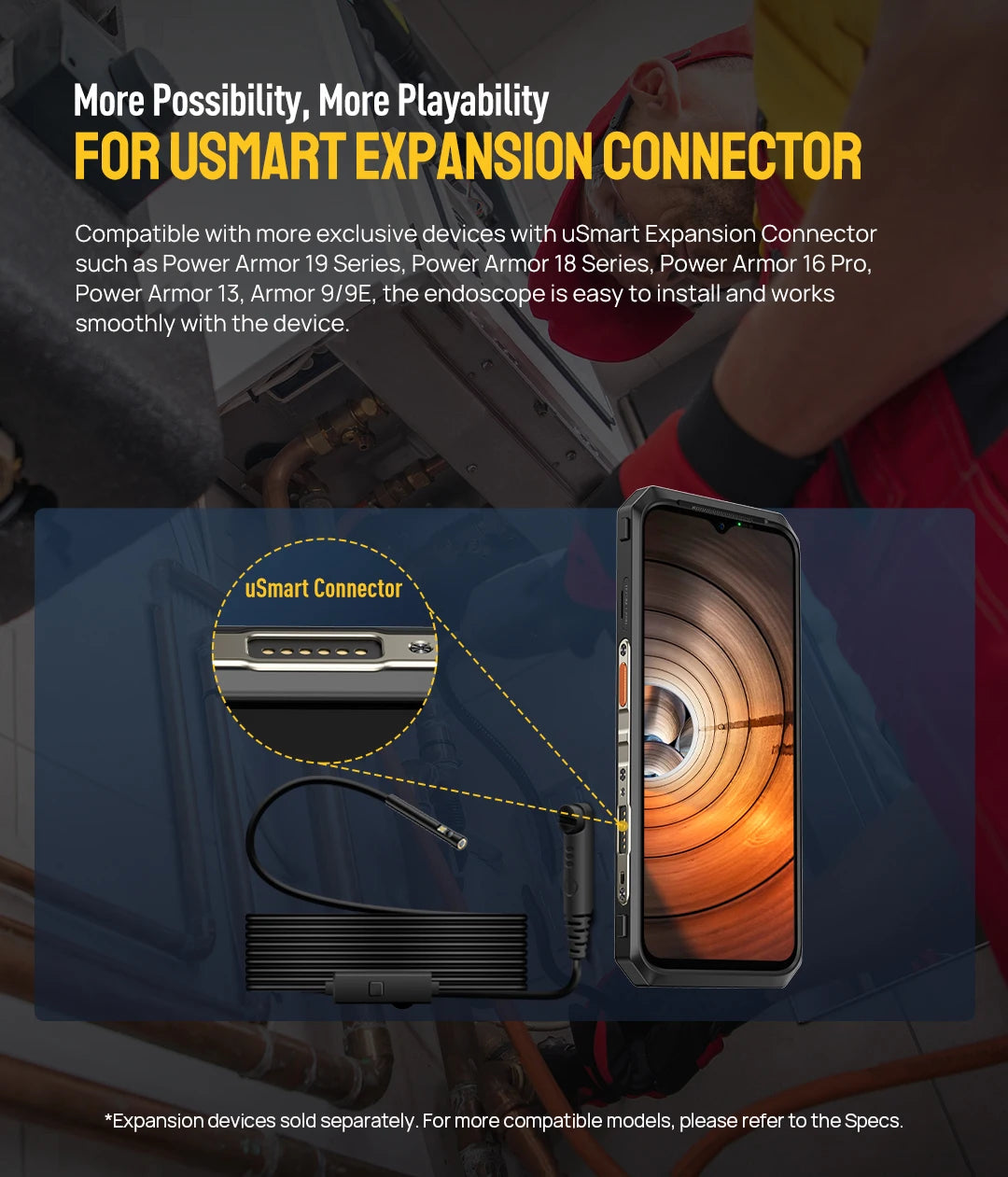 Ulefone Waterproof Endoscope, 3 in 1, for ARMOR 9, ARMOR 9E, Power Armor 13, Power Armor 18T