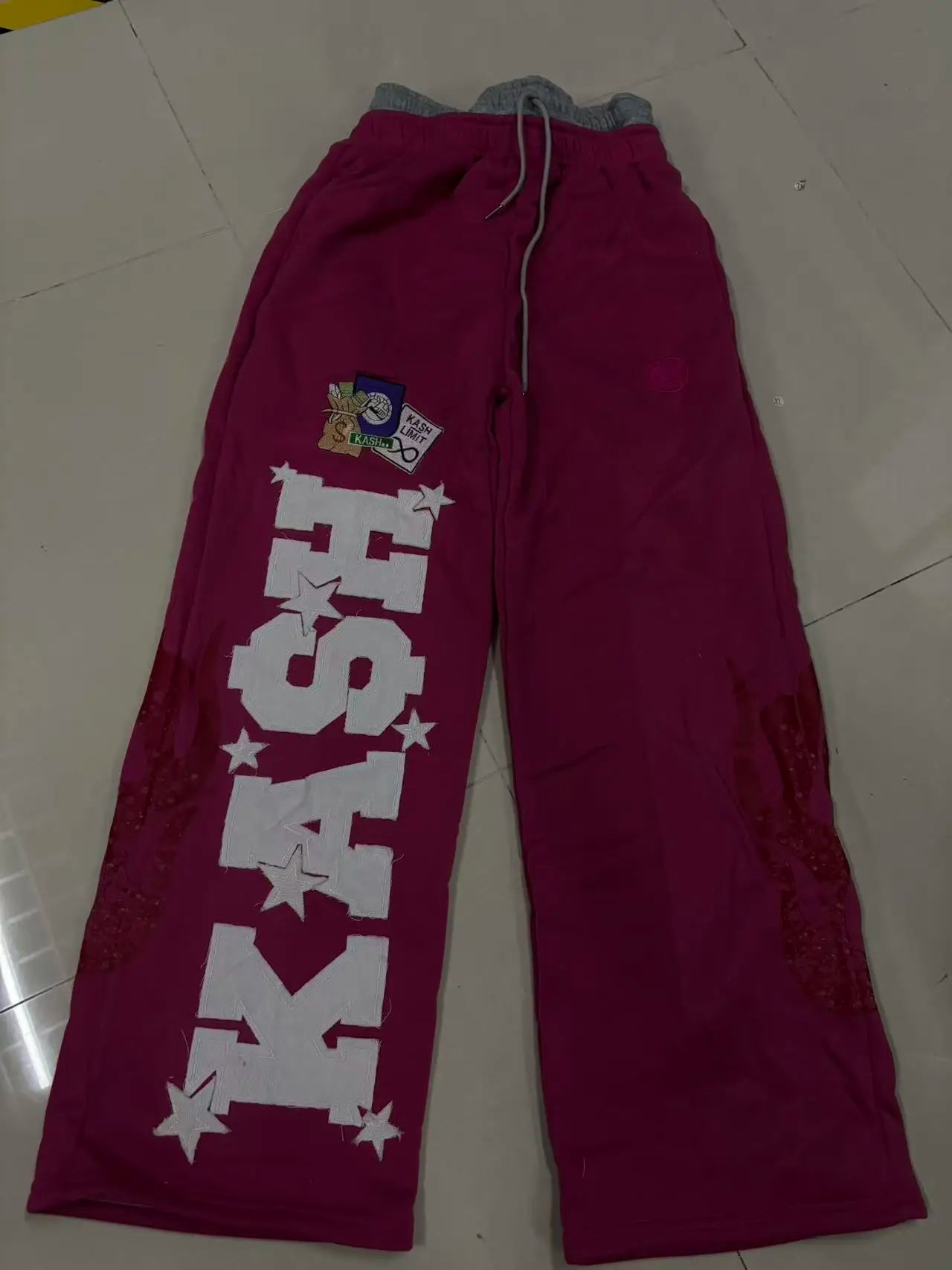 American Sweatpants Y2K Pants Men Gothic Hip Hop Letter Patch Retro Double Layer Design Baggy Elastic Waist Jogging Casual Pants