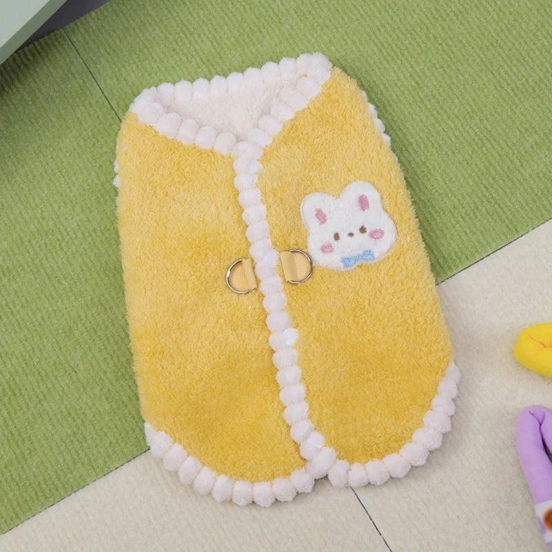 Rabbit Pattern Dog Vest Warm Plush Dog Clothes Autumn Soft Puppy Hoodies Luxury Cute Cat Vest Pullover Bichon Poodle Pet Apparel