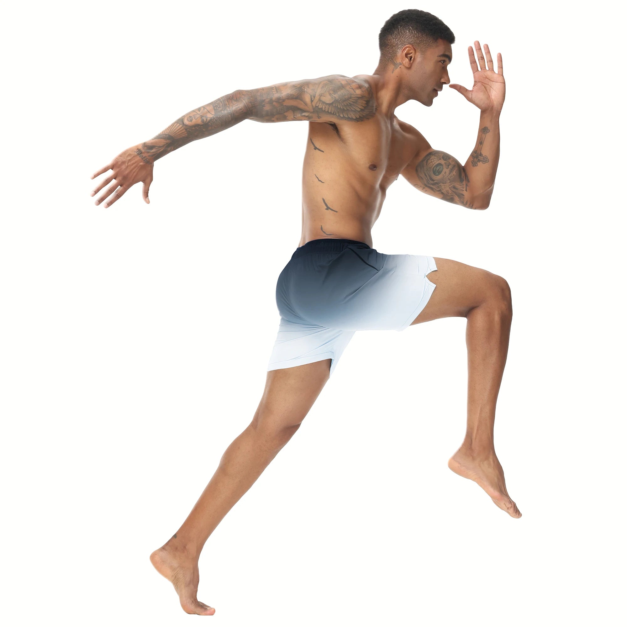 Men's Swim Trunks Gradient Swimming Shorts Quick Dry Beach Shorts with Zipper Pockets and Mesh Lining Fashion Swimsuit for Men