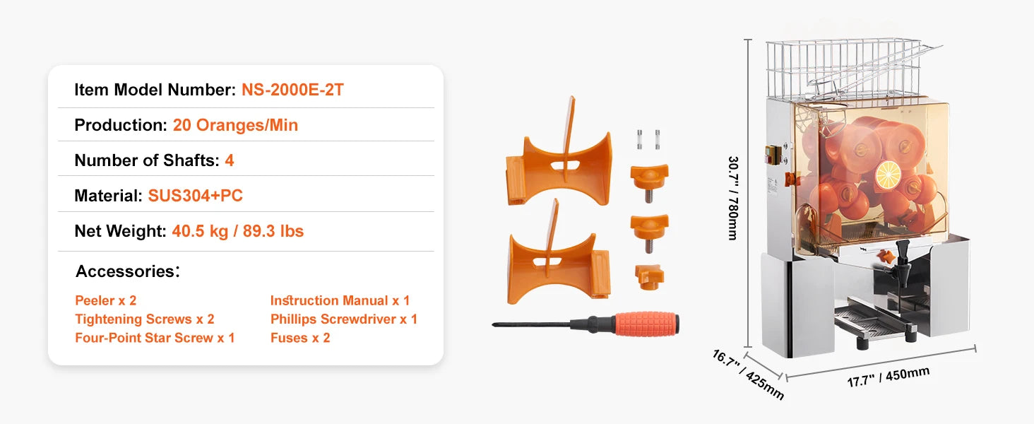 SucceBuy Commercial Orange Juicer Machine Juice Extractor with Water Tap Stainless Steel Orange Squeezer