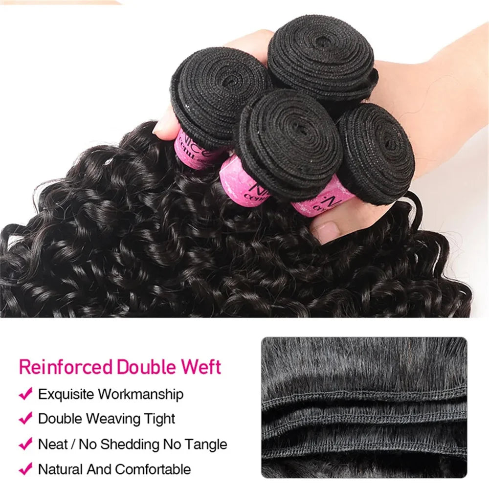 UNice Hair Curly Hair Bundles Unprocessed Natural Color 10A Grade 100% Human Hair 1/3/4 PCS Deal