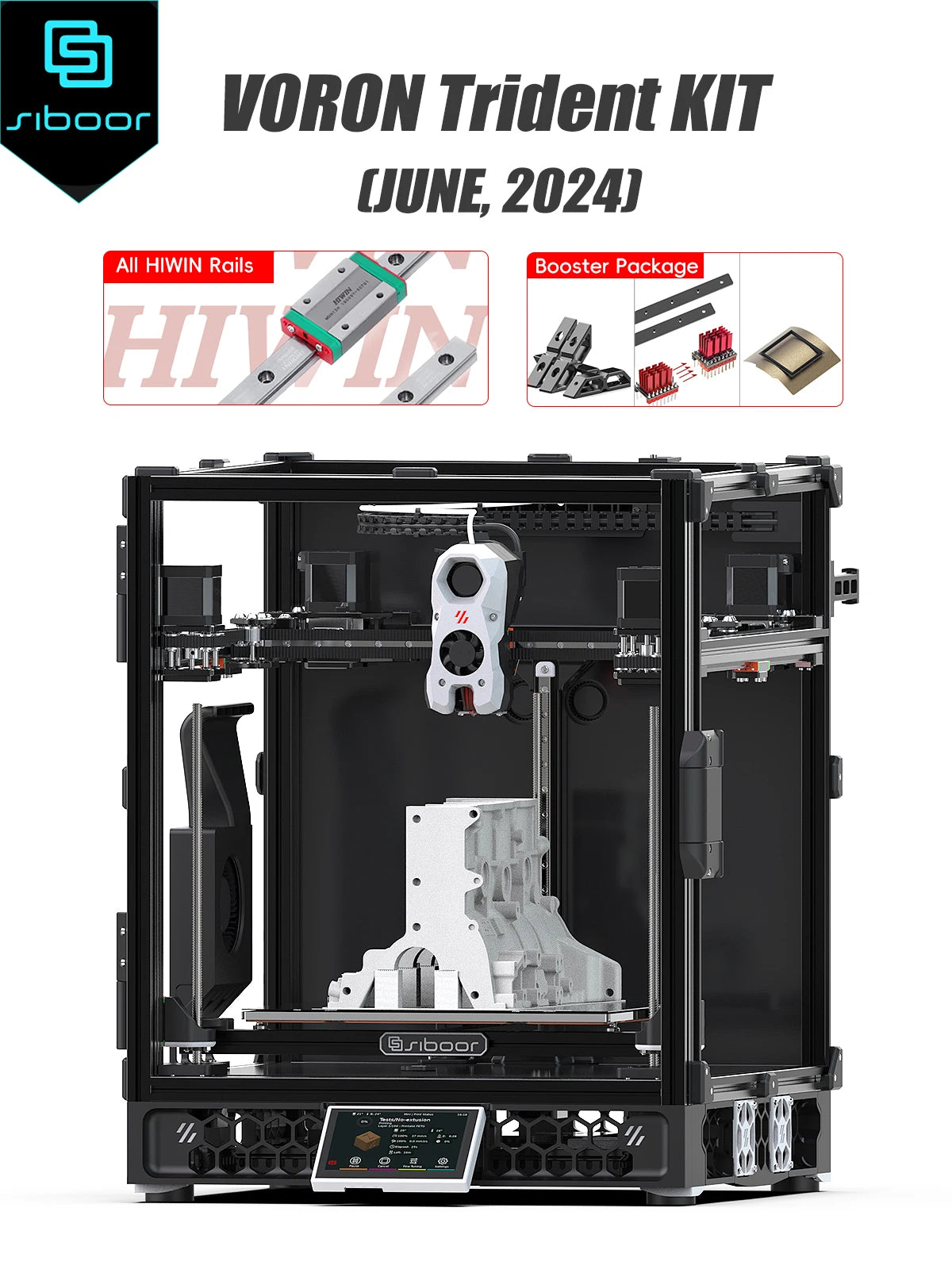 SIBOOR Voron Trident [June] 3D Pinter DIY CNC Metal Structure CoreXY 4AWD & All HIWIN Rails High Speed Voron 3D Pinter Kits