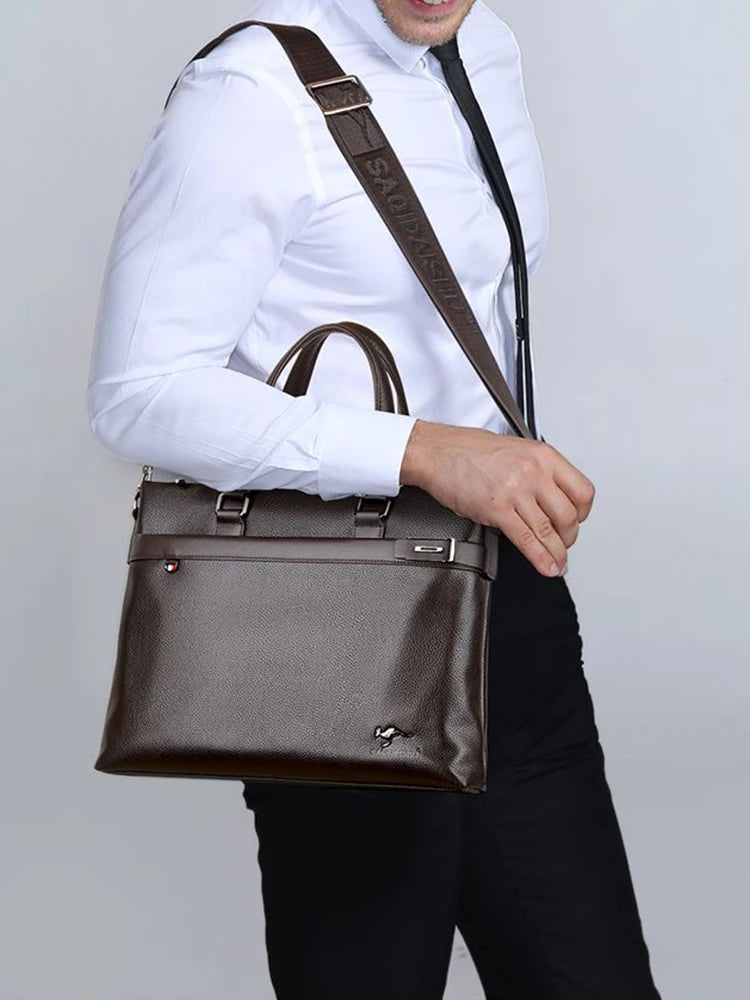 Men's Bag Genuine Leather Men Briefcase for Laptop 14 Messenger Men's Leather Bag Business Portfolio for Document A4