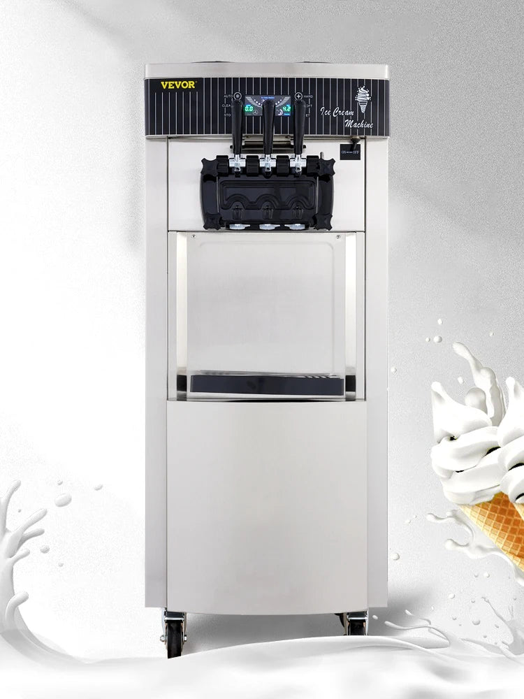 VEVOR Commercial Soft Serve Ice Cream Machine 2200W 20-28L/H - Dual 6L Hoppers for 2 Flavors, Dessert Shops & Bubble Tea Stores