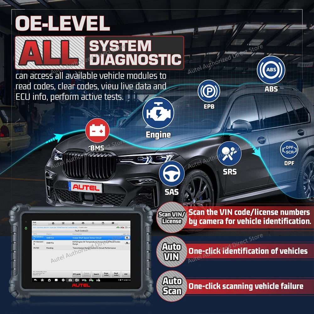 Autel MaxiCOM MK906S PRO OBD2 Diagnostic Scanner MK906 PRO ECU Coding Diagnostic Tool Bidirectional Scanner Support CAN FD/ DoIP