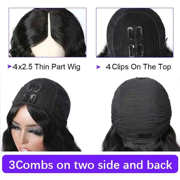 Body Wave V Part Wig 100% Human Hair For Women 250 Density 30Inch No Leave Out Glueless U Part Water Wave Brazilian Wigs On Sale