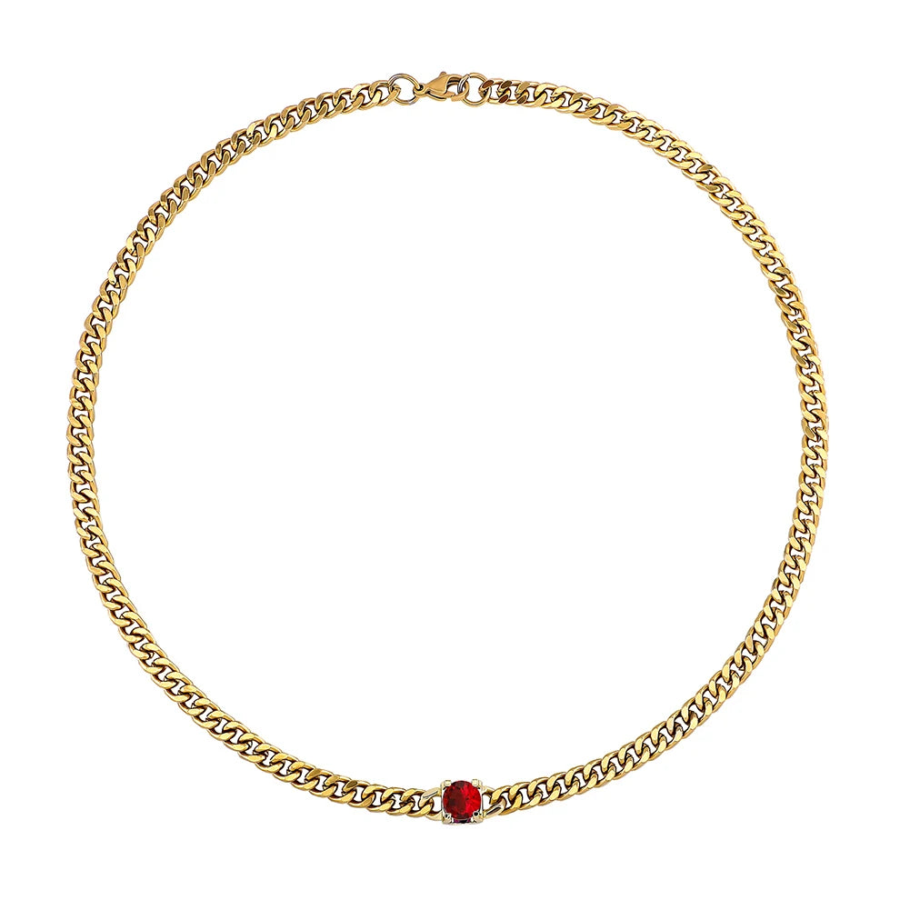 TOPGRILLZ 3MM Stainless Steel Cuban Chain With Cubic Zirconia Hip Hop Silver Gold Color Necklace Jewelry For Women