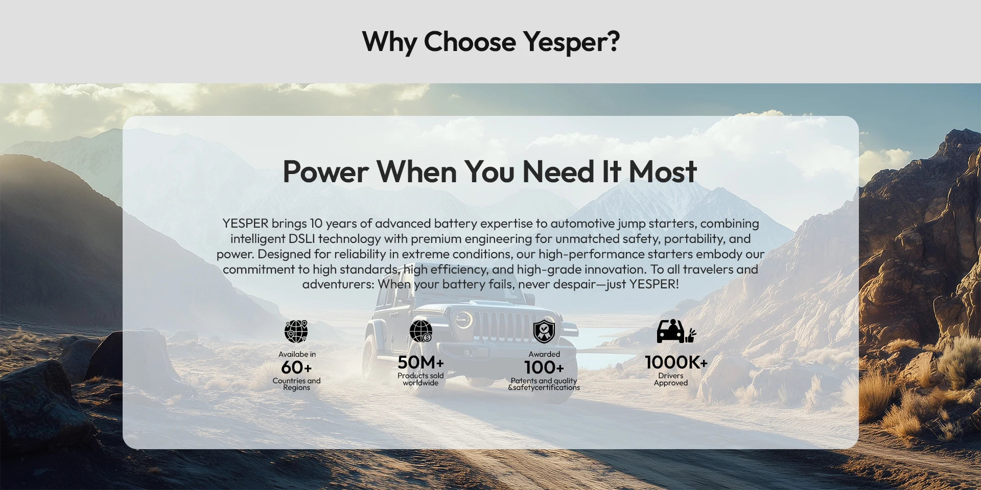 YESPER Starting Device 4120A Peak Jump starter For car ,ALL Gas and Up to 10.0L Diesel Engine,26800mAh Car External battery