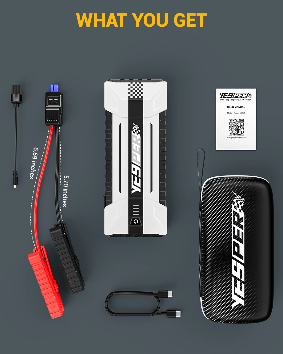 YESPER Starting Device 4120A Peak Jump starter For car ,ALL Gas and Up to 10.0L Diesel Engine,26800mAh Car External battery