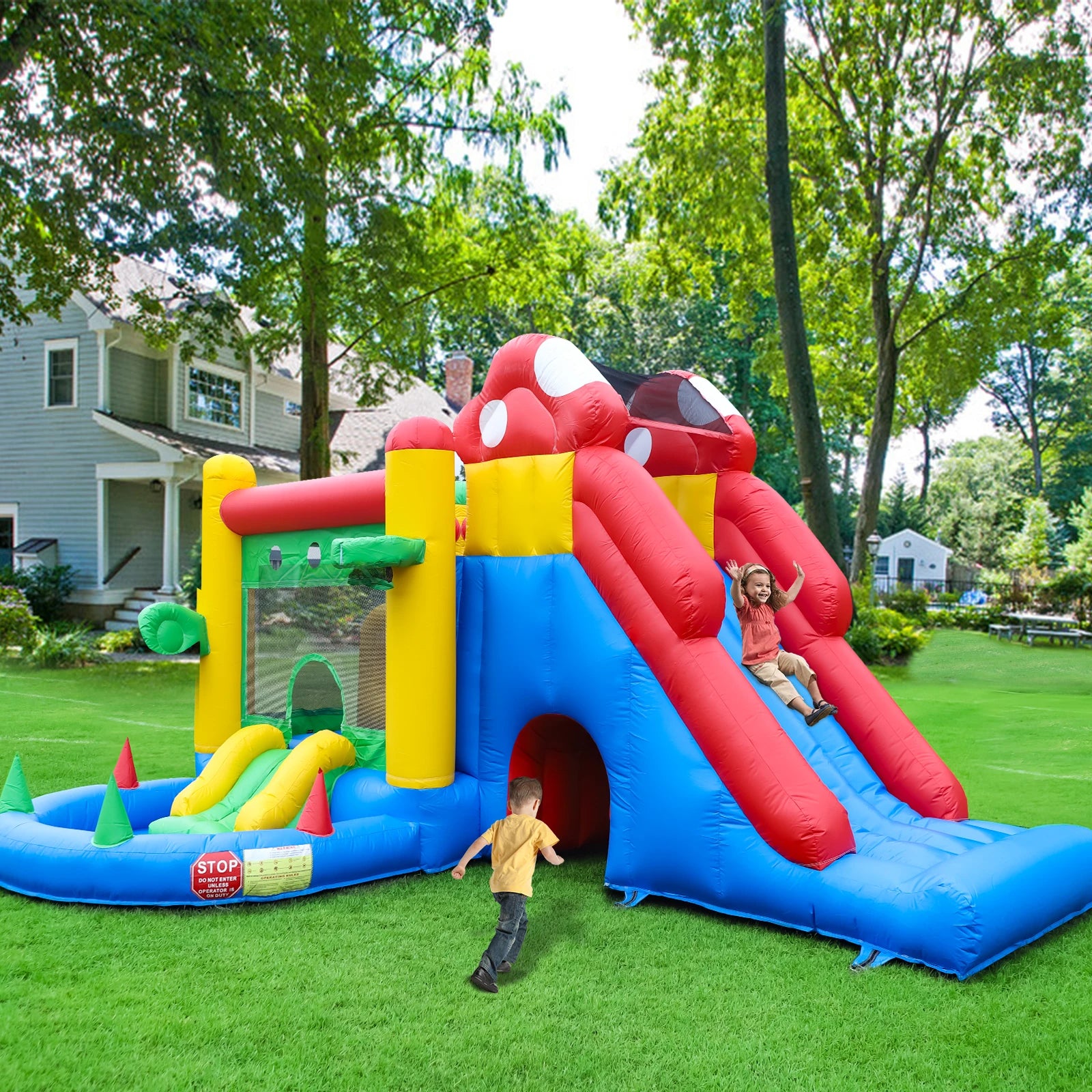 Giant inflatable Bounce House Big Size Inflatable Trampoline With Double Slide Courtyard Kids Jumping Castle  Obstacle track