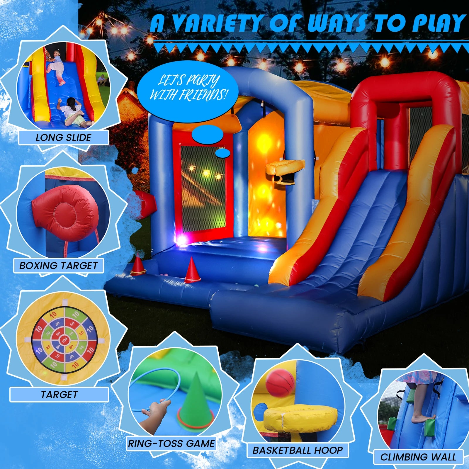 Giant inflatable Bounce House Big Size Inflatable Trampoline With Double Slide Courtyard Kids Jumping Castle  Obstacle track