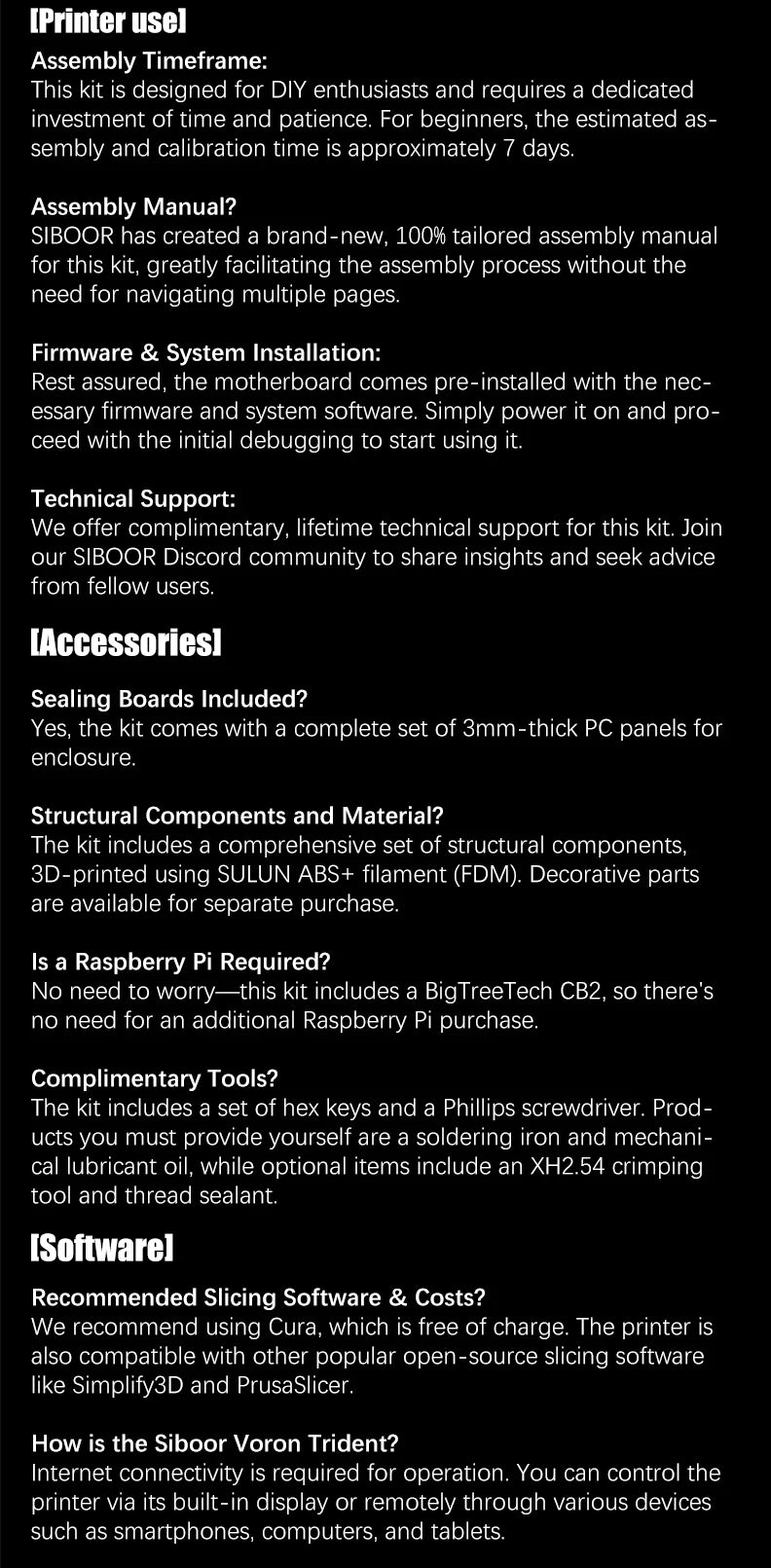 SIBOOR Voron Trident [June] 3D Pinter DIY CNC Metal Structure CoreXY 4AWD & All HIWIN Rails High Speed Voron 3D Pinter Kits