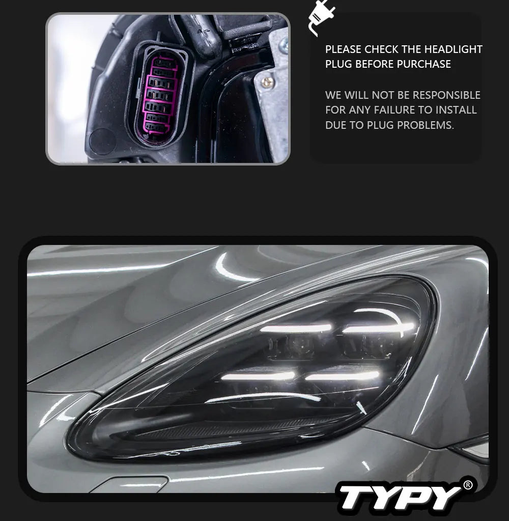 TYPY Car Accessories For Porsche Cayenne Headlights 2011-2017 958LEDMatrix Head Lamps Upgrade 2024 Style