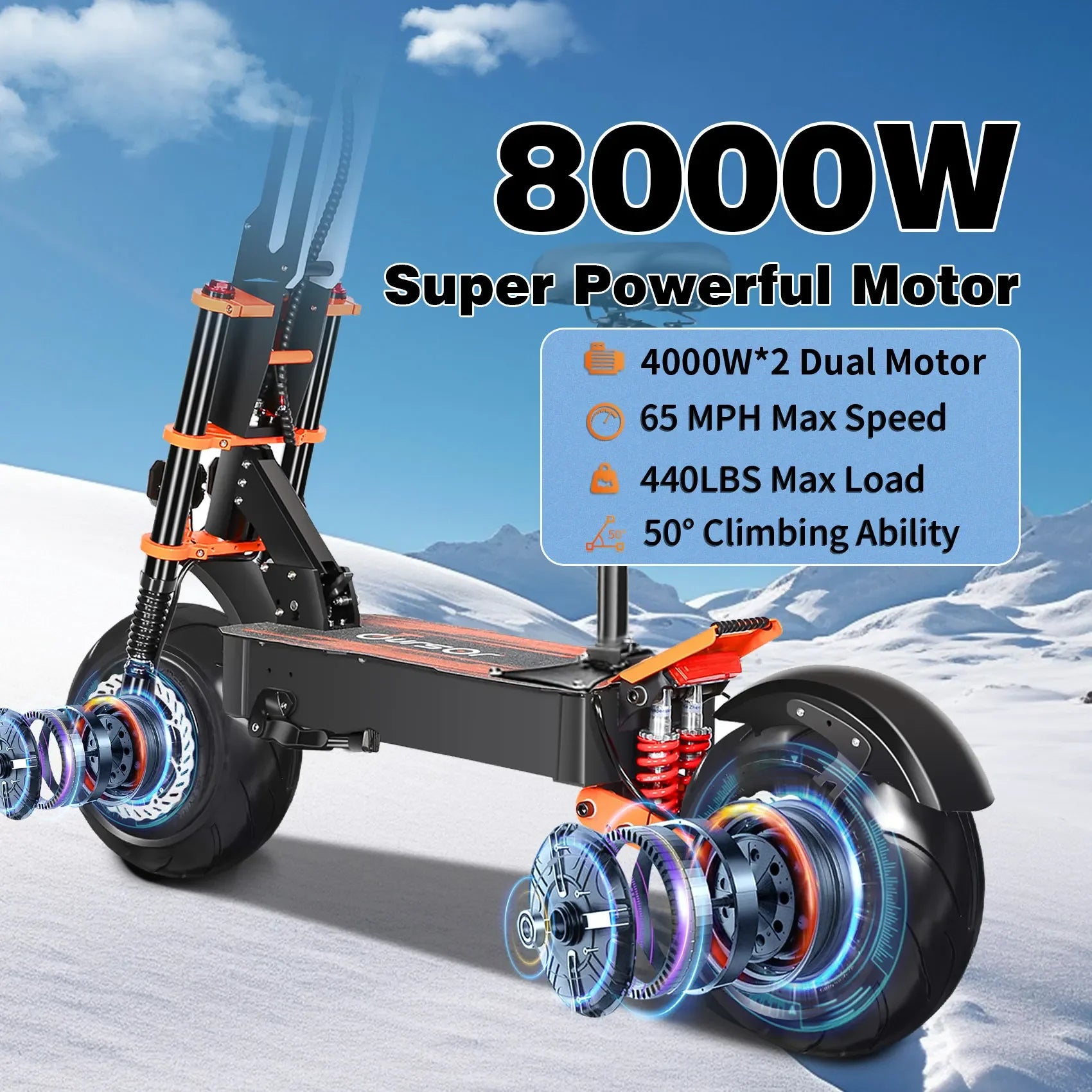 TOURSOR X8 PRO Adults Electric Scooter4000W*2 Dual Motor 60V38.8Ah Battery E-Scooter 13Inch road Tire Foldable EScooter