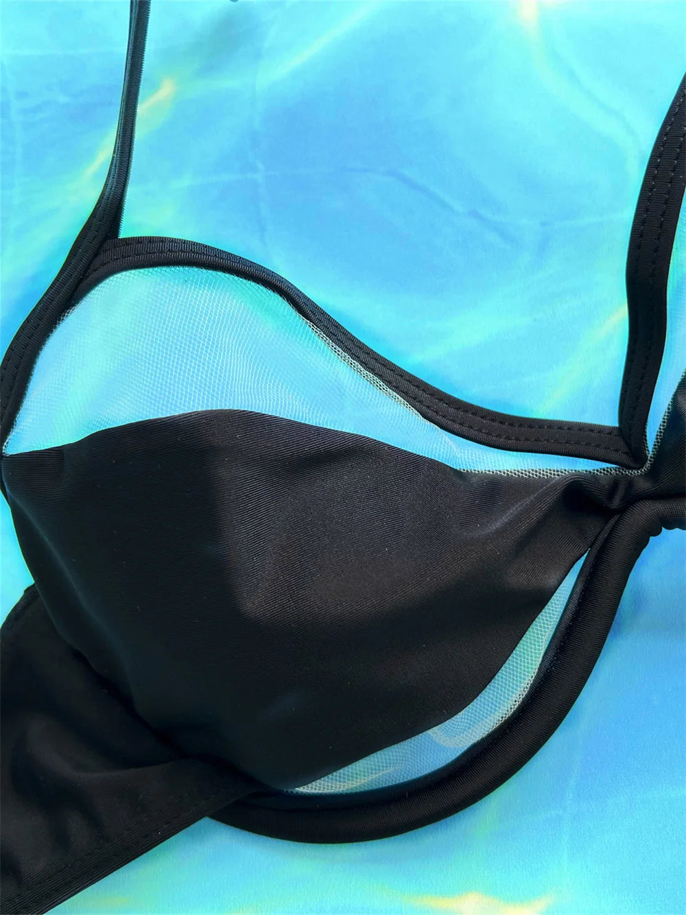 Transparent Bikini Black Gothic Swimsuit Push Up Backless String Hollow Out Micro Tanga Swimwear Women Beach Outfit Bathing Suit
