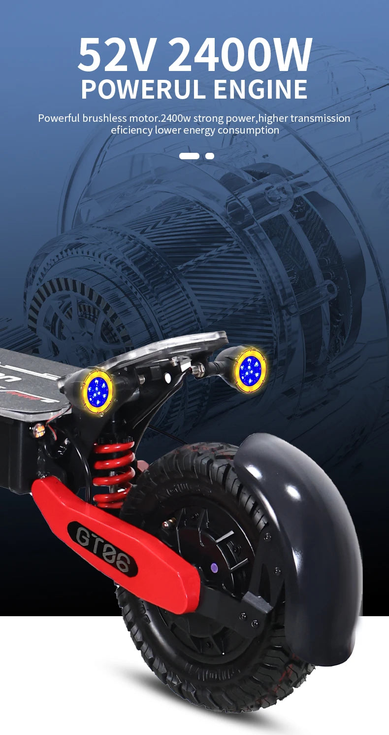 Arwibon GT06Plus Adult Electric Scooter,Speed up to 35MPH, 52V23.4AH ,11 Inch Off-Road Tires, Foldable Sports Commuter E-Scooter