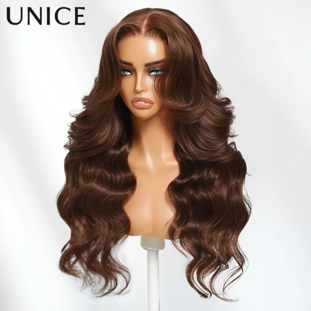 UNice Auburn Brown13x4 Pre-Everything™ Lace Frontal Loose Wave Wig With Invisi Drawstring & Face Framing Layers 150% Density