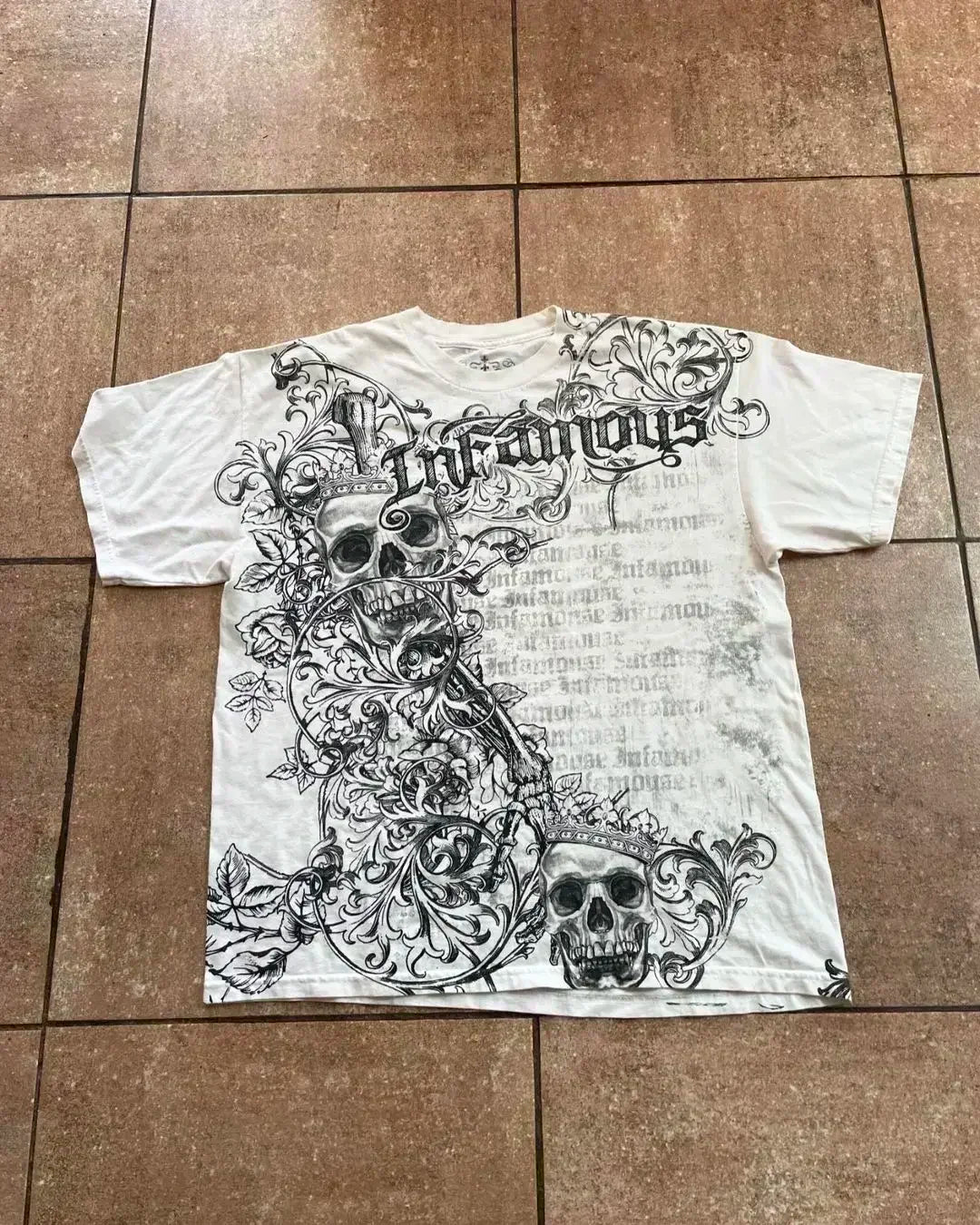 Y2K Gothic Harajuku Splice Printing White Long Sleeve New Punk Hip Hop Sexy T shirt Fashion Casual Pure Cotton Loose Tops Unisex