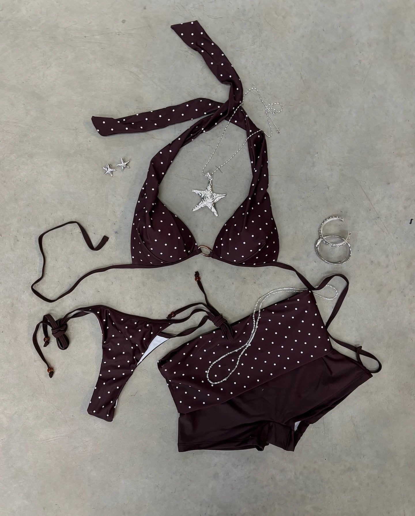 Dot Print 3 Pieces Bikini Swimsuit with Cover Up Swimwear Women Bathing Suit Mini Skirt Micro Bikini Set Swimming Suits Biquini