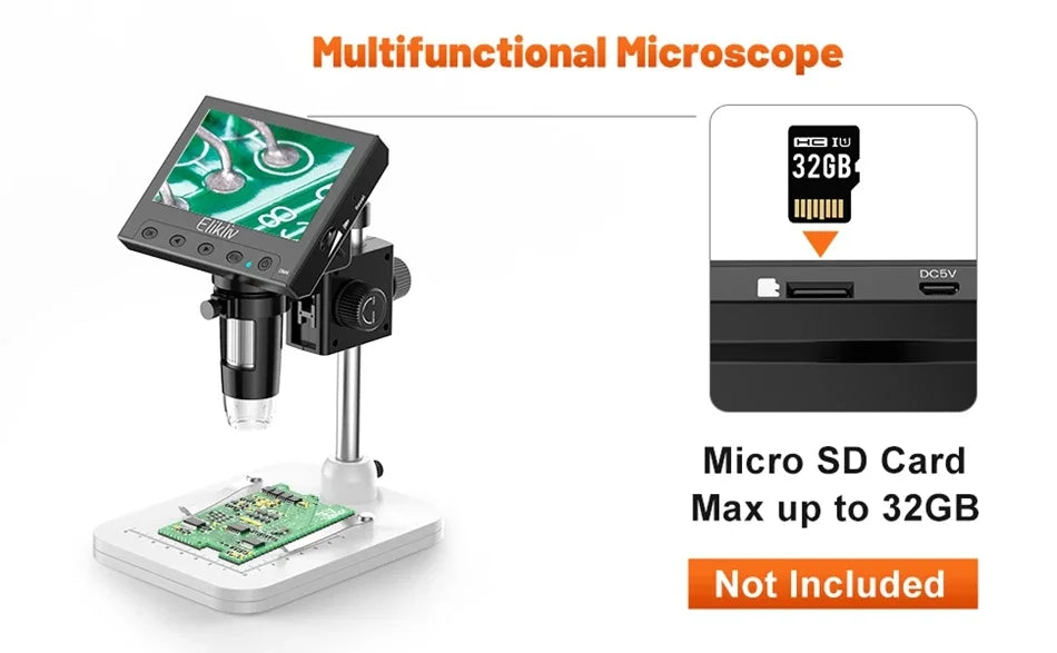 Elikliv EDM4 4.3" LCD Digital Microscope for Electronic 1000x Coin Magnifier Repair Microscope with LED Lights for PC Windows