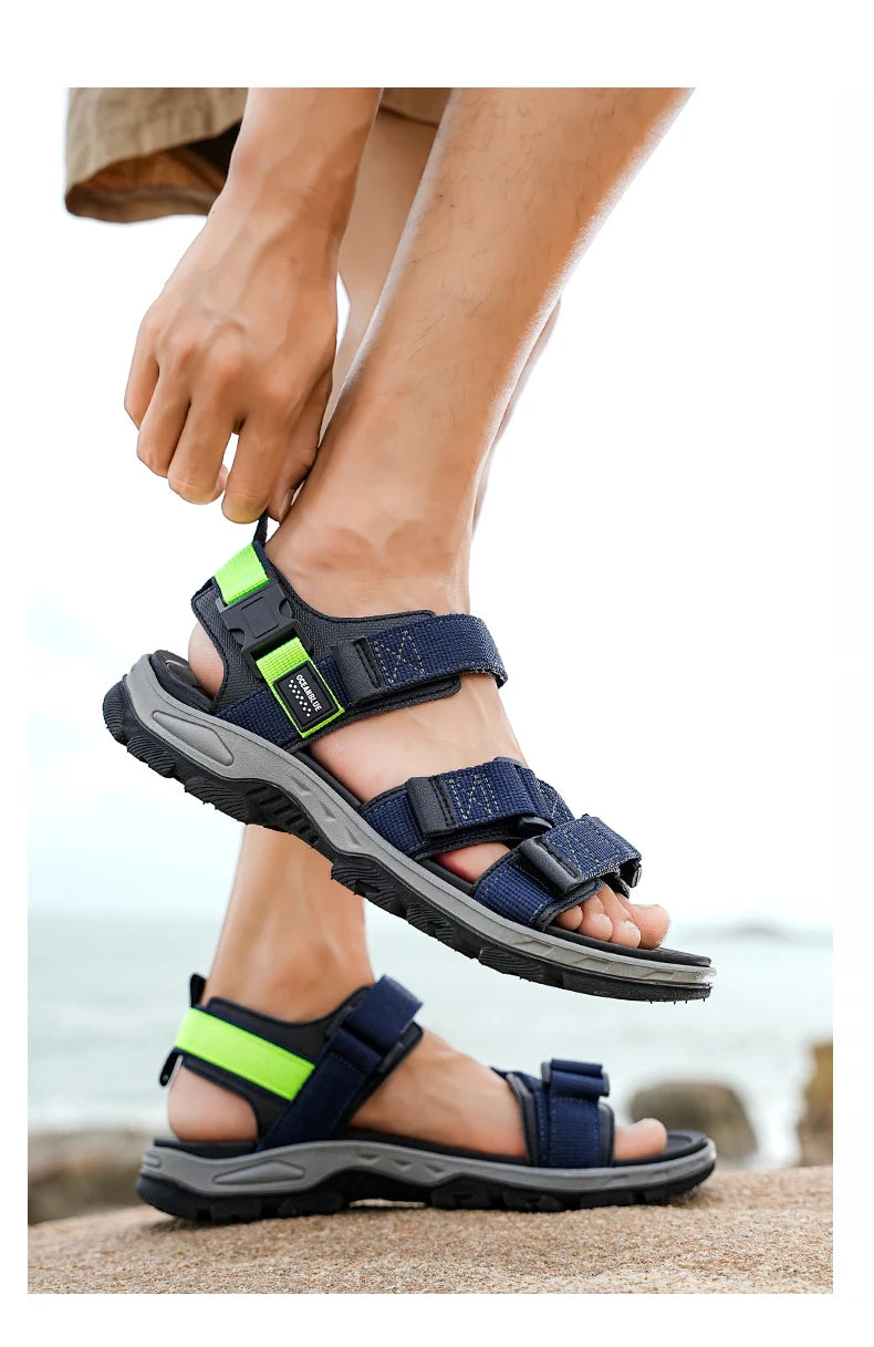 Summer Men's Sandals Trendy Casual Outdoor Sport Shoes for Holidays Beach Breathable Wear-Resistant Hiking & Walking Sandals