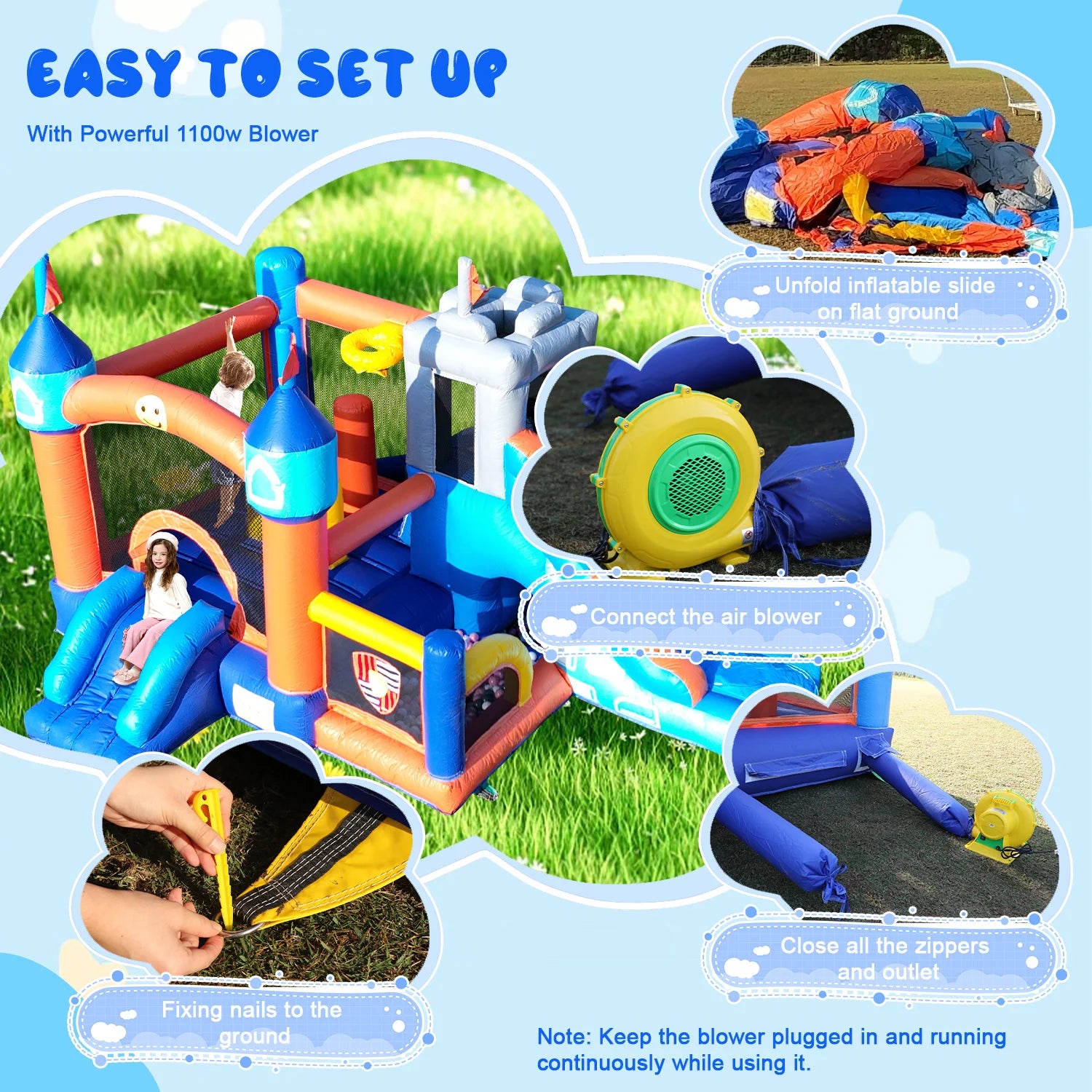 Giant inflatable Bounce House Big Size Inflatable Trampoline With Double Slide Courtyard Kids Jumping Castle  Obstacle track