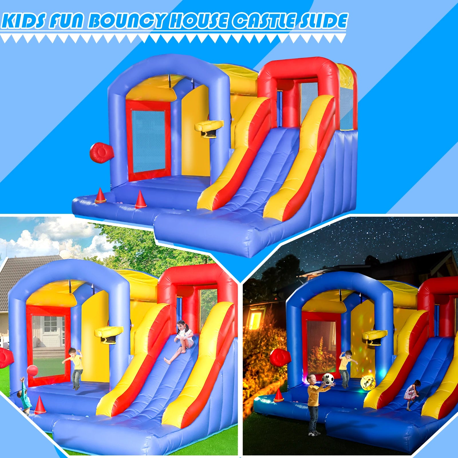 Giant inflatable Bounce House Big Size Inflatable Trampoline With Double Slide Courtyard Kids Jumping Castle  Obstacle track