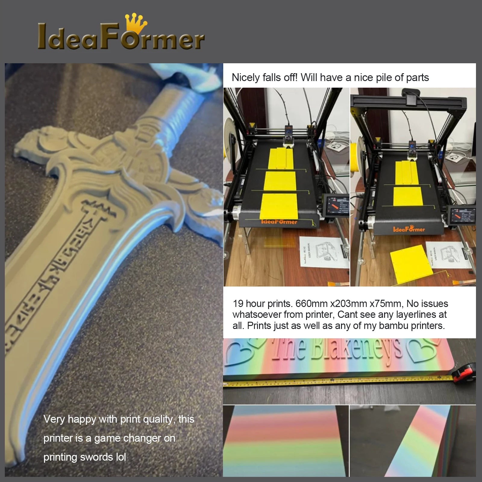 3D Printer IdeaFormer IR3 V2 Infinite Z-Axis Steel Conveyor Belt 250×250×∞mm With Extended Tray Klipper Firmware Auto Leveling