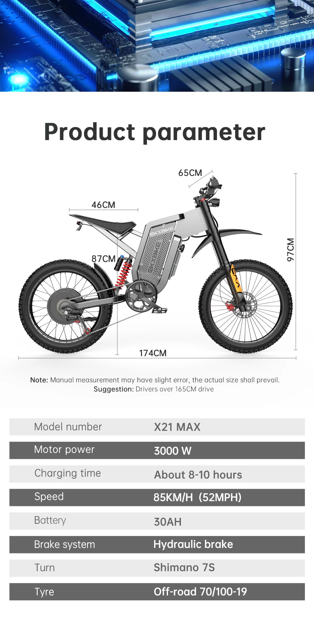 EKX X21 Max Electric Motorcycles 3000W Brushless Gearless Motors 60V30AH Lithium Battery Speed 85Kmh Adult Off Road Ebike