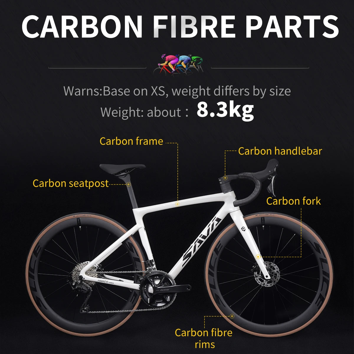 Ships from US SAVA F20 full Carbon Fiber Road Bike Race Bike 24-Speed Carbon Wheels+Carbon Handlebar with SHIMAN0 105 R7120