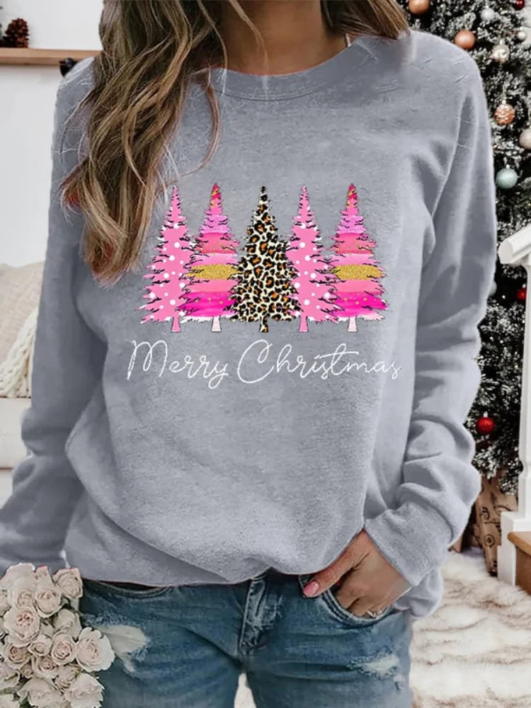 Horse Christmas Tree 3D Print Raglan Sleeve Sweatshirts Women's Oversized Pullovers Hoodies Female Streetwear Woman Clothing