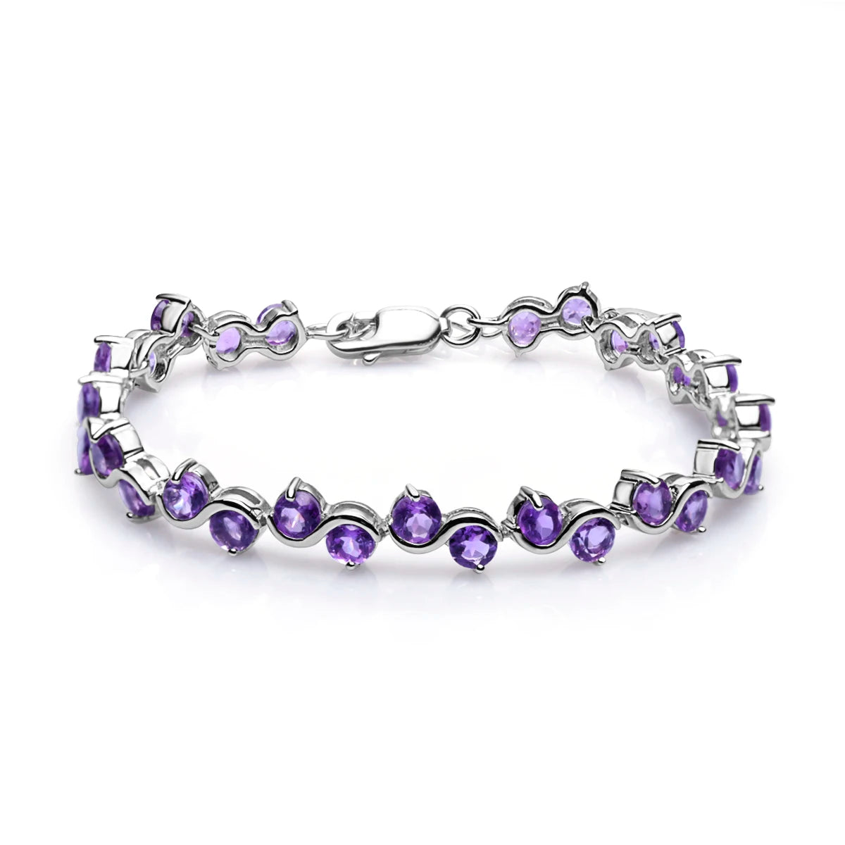 GEM'S BALLET Natural Garnet Citrine Smoky Quartz Tennis Bracelet 925 Sterling Silver Gemstone Bracelet Fine Jewelry For Women