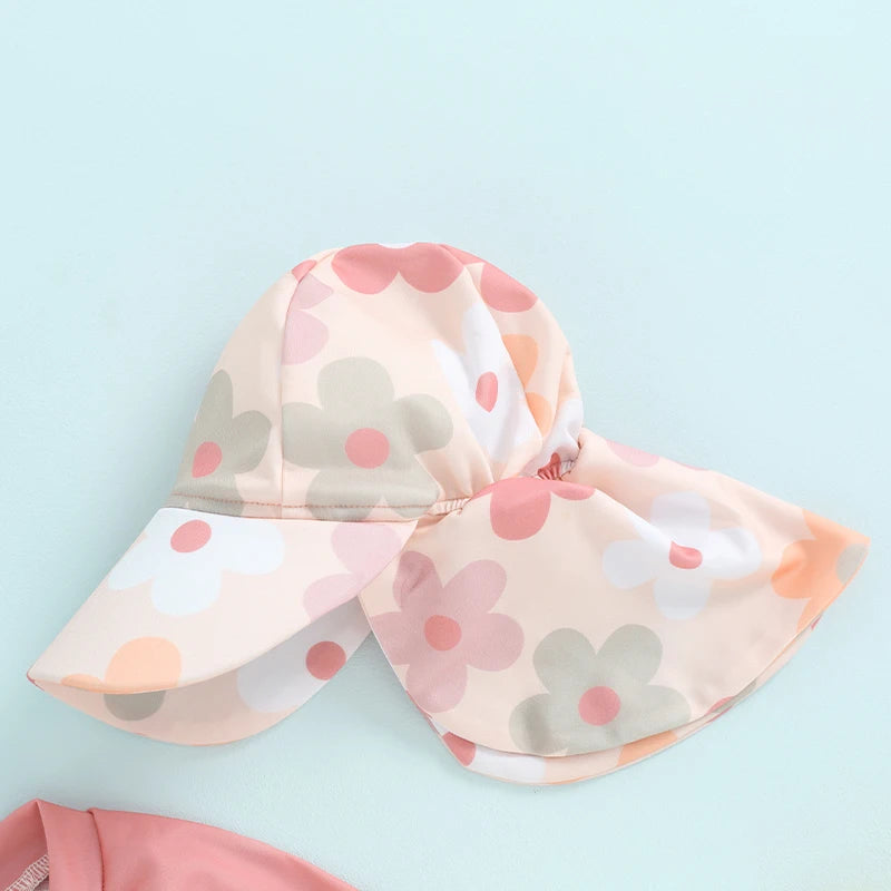 Lioraitiin Newborn Baby Girls Swimwear Infant Swimsuit Rash Guard Bathing Suit Toddler Beach Long Sleeve Zip Up Summer