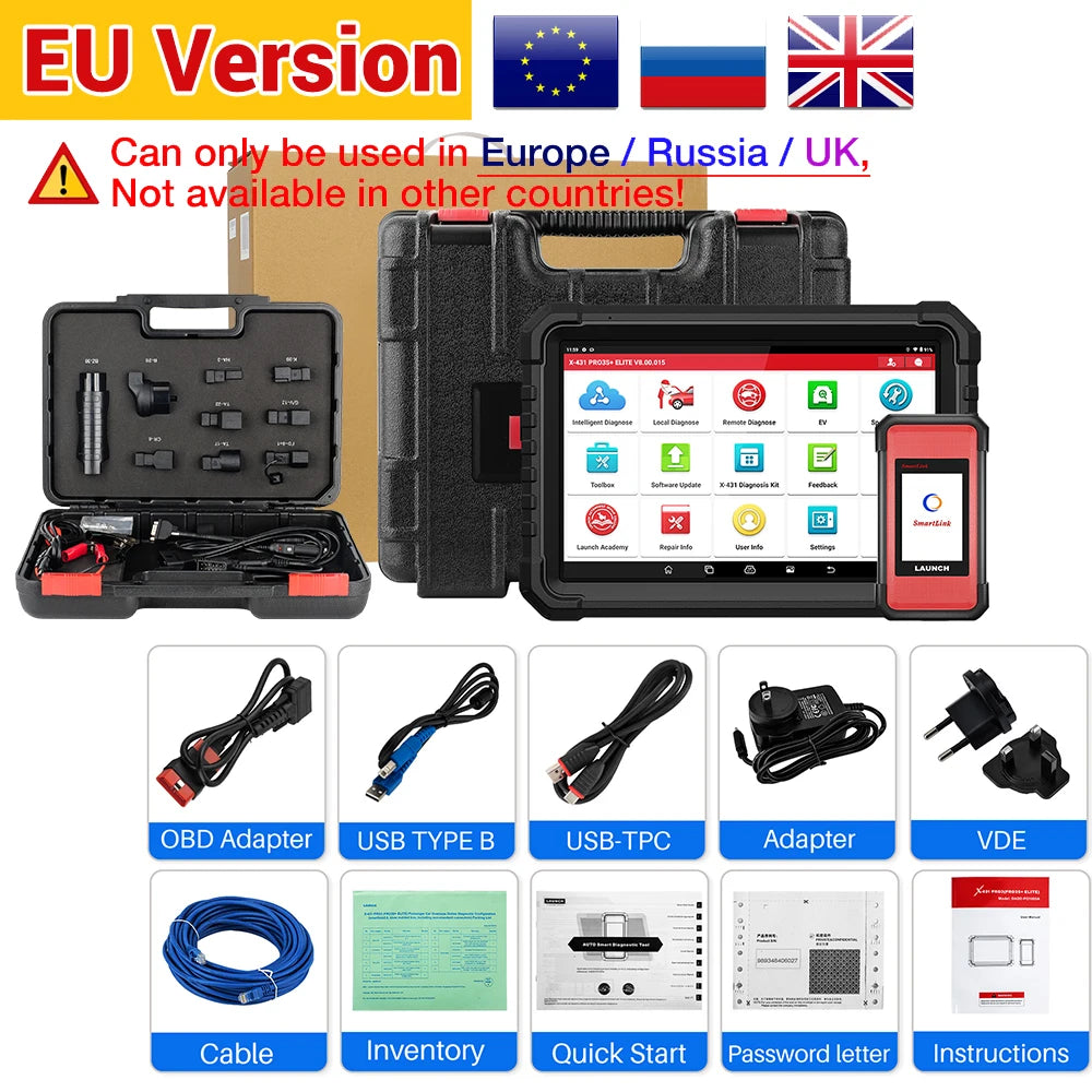 LAUNCH X431 PRO3S+ELITE SmartLink C OBD2 Scanner CAN FD DOIP Car Diagnose Tool J2534 Programming Topology Mapping for FCA SGW