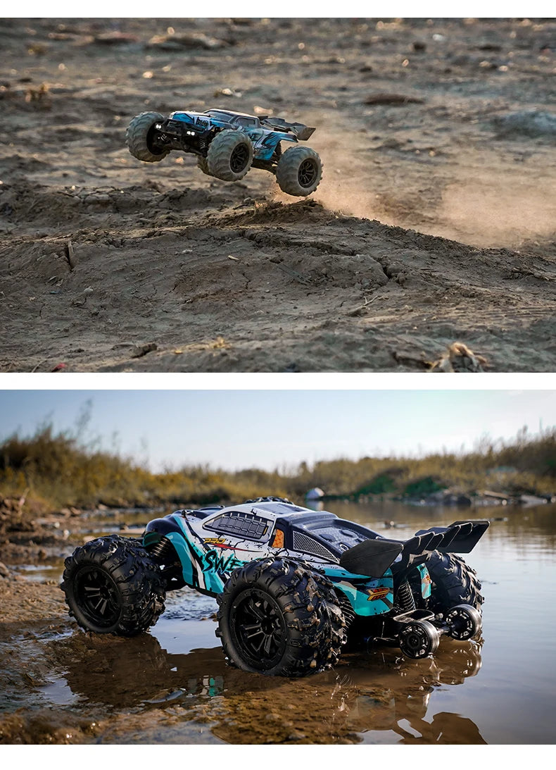 Teeggi 16101 /16102 PRO 1:16 High Speed RC Car With LED Light Drift 70KM/H 4WD RC Off-Road Car Monster Truck Toy For Kid Gifts