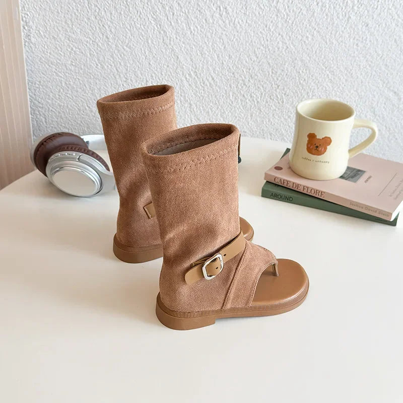 Summer sandals for girls, soft-soled Roman shoes, women's fashion, children's fashion, high-top, multi-heel, open-toe shoes