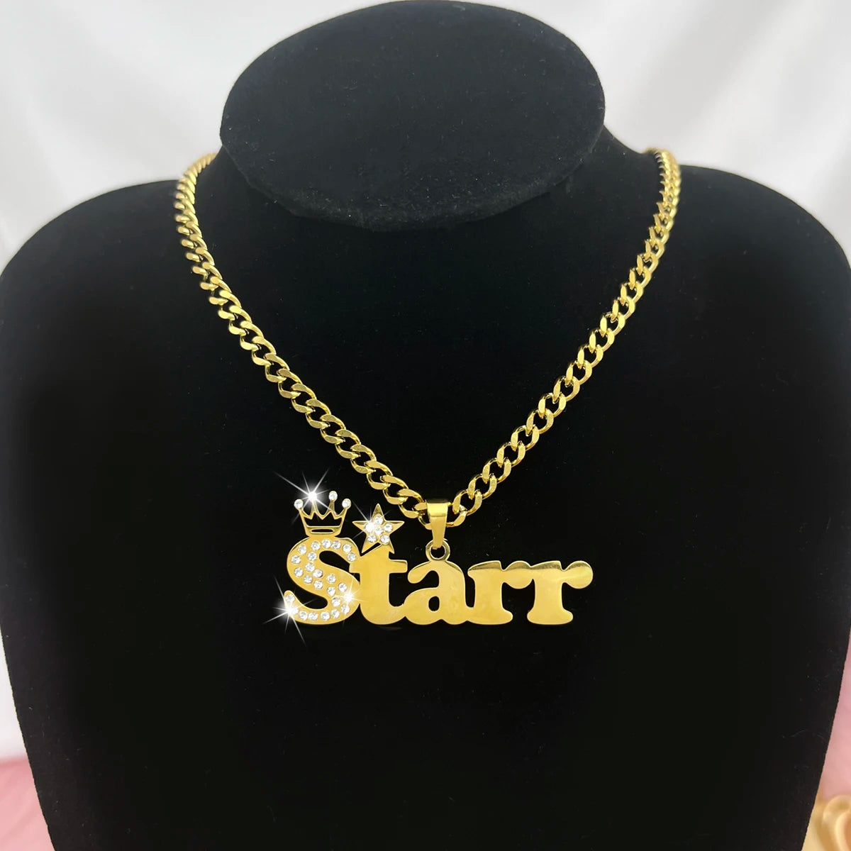 Customised Nameplate Suit Custom Baby Name Necklace Zircon Stainless Steel Cuban Chian BIG Crown Star Charm Bracelet for Kids