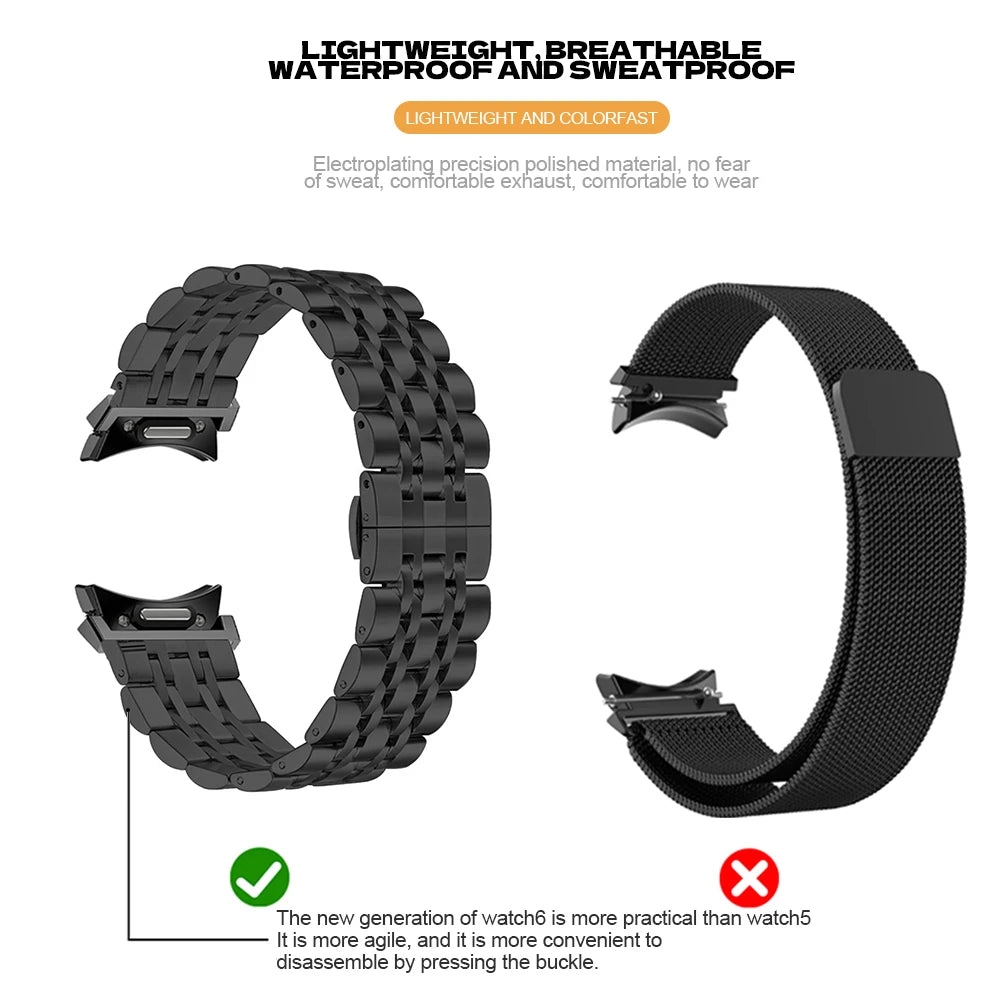 No Gaps Stainless Steel Strap For Samsung Galaxy Watch 6 5 4 44mm 40mm 5Pro 45mm Band Watch 6 4 Classic 43 47mm 42/46mm Bracelet