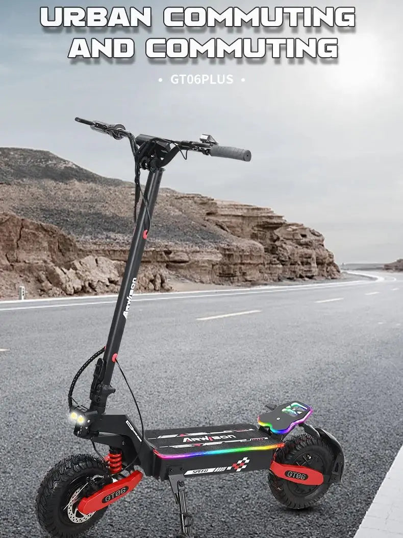 Arwibon GT06Plus Adult Electric Scooter,Speed up to 35MPH, 52V23.4AH ,11 Inch Off-Road Tires, Foldable Sports Commuter E-Scooter
