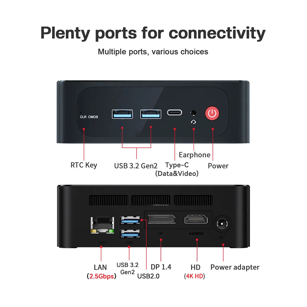 Beelink SER5 Max Mini PC AMD Ryzen7 6800U 7735HS DDR5 24GB SSD 500GB 1TB SER5 R5 5500U DDR4 16GB Support WiFi6 2.5G LAN Desktop