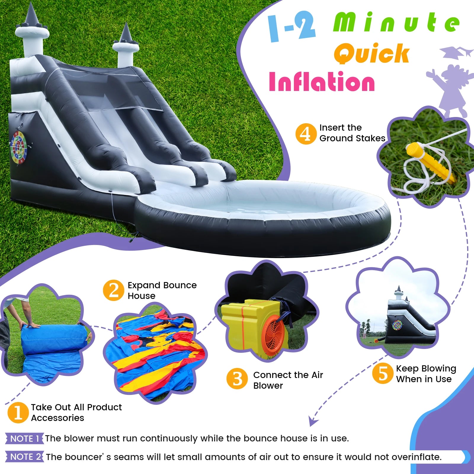 King Inflatable Summer Outdoor Sildes Air Bounce Water amusement Play Equipment Inflatble Water Double Slide Bubble Ball Pit