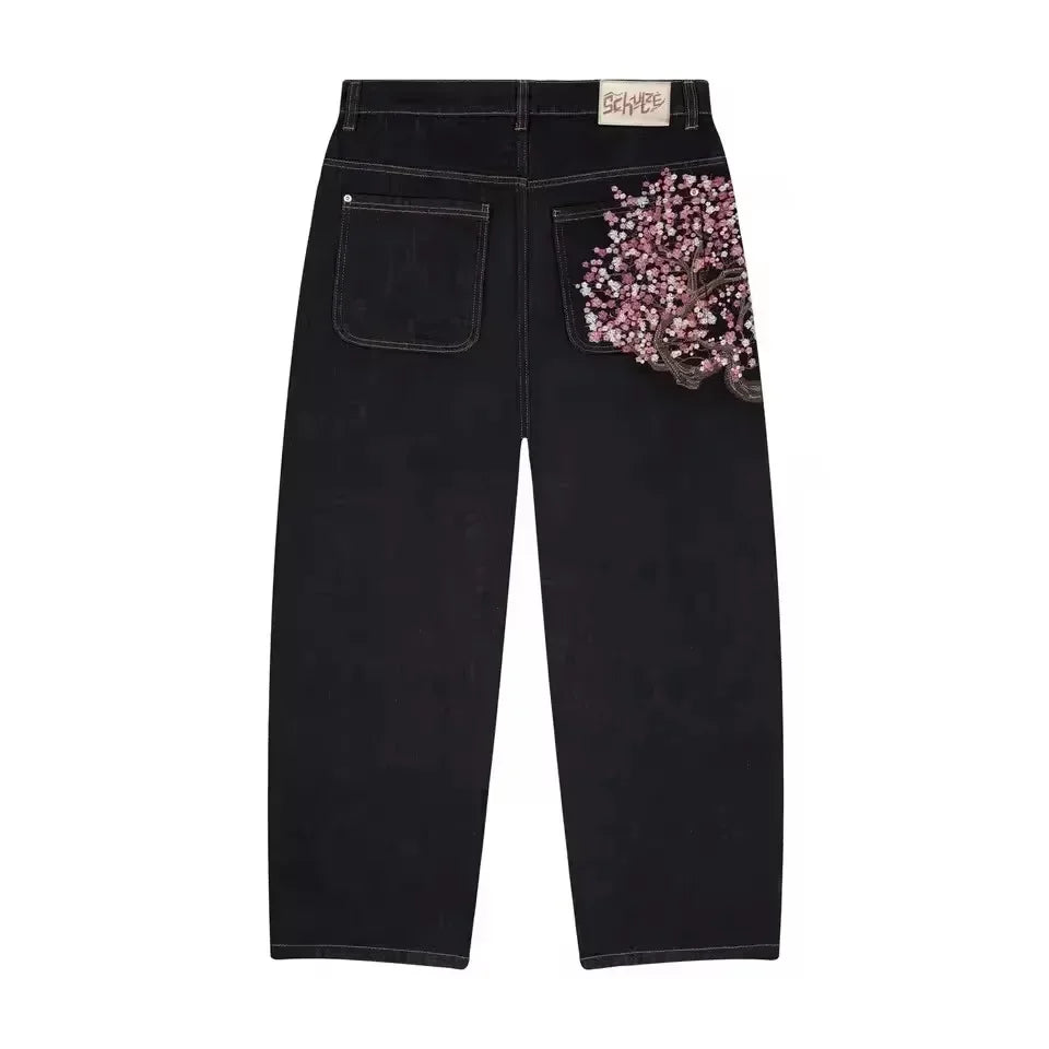 2026 Hip-hop gold coin jeans Y2K retro low waist wide leg zipper pants y2k clothing men's fashion embroidered loose jeans